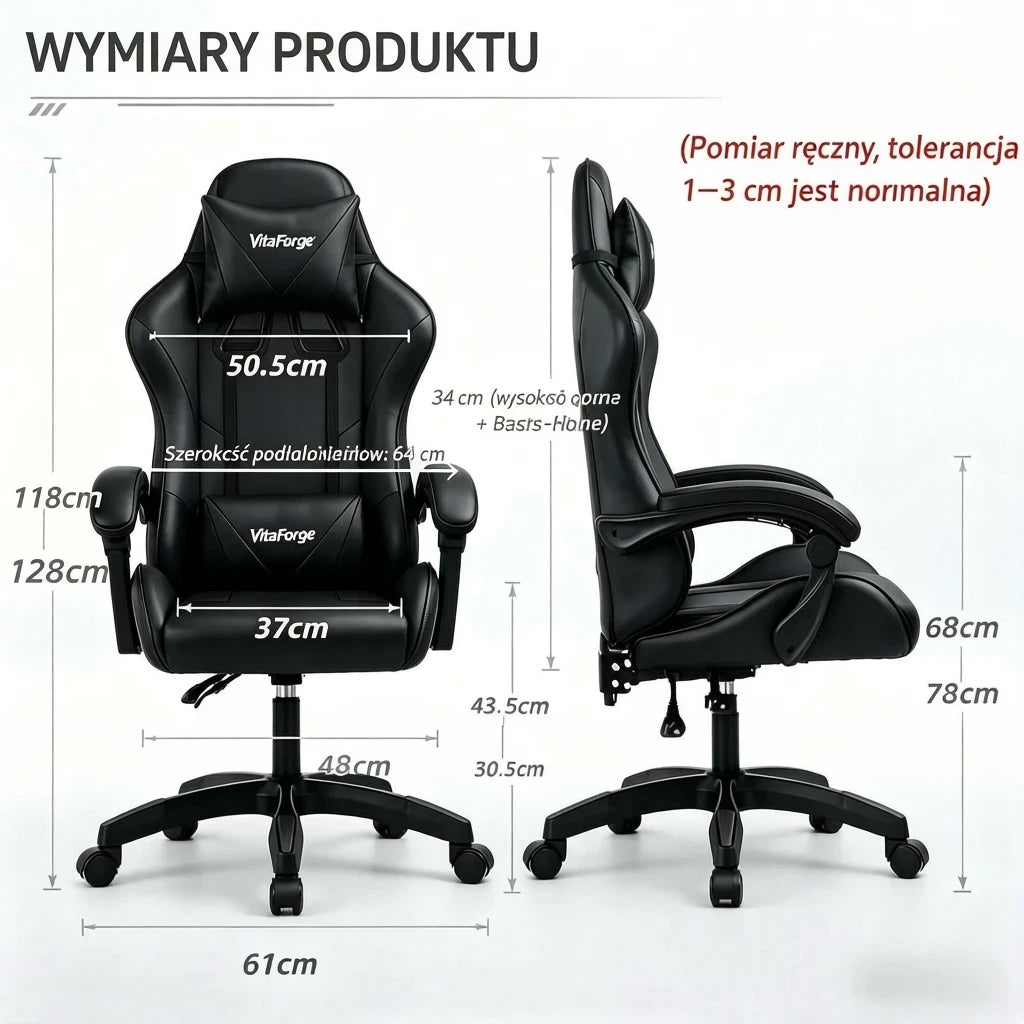 Fotel gamingowy materiatowy obrotowy biurowy krzesto gracza Furniture height 118 cm