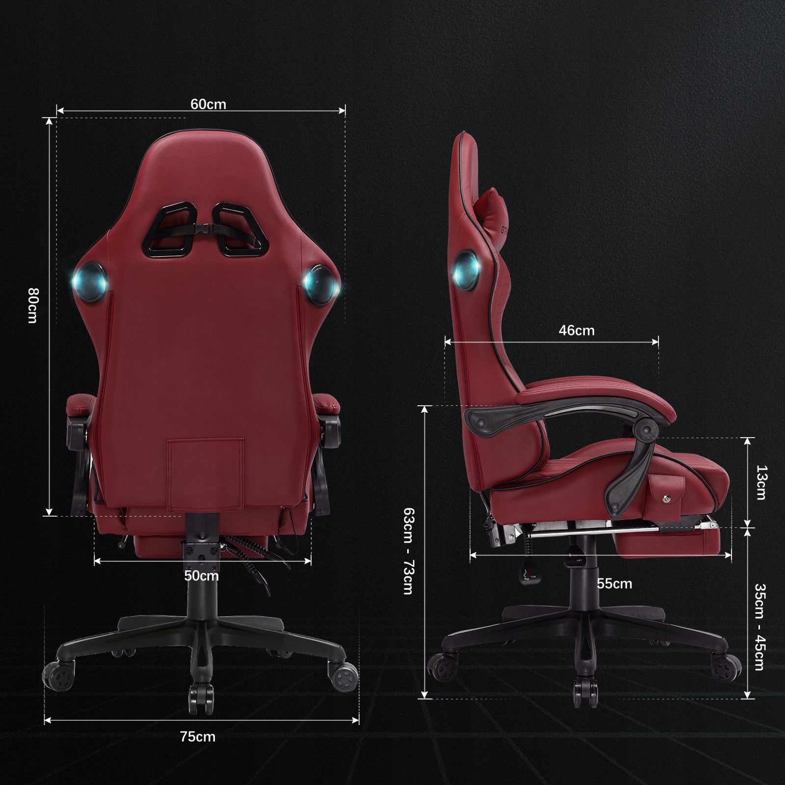 Fotel gamingowy z głośnikami HIFI – ergonomiczny do gier i biura, regulacja Manufacturer code ACE-PRO-WR