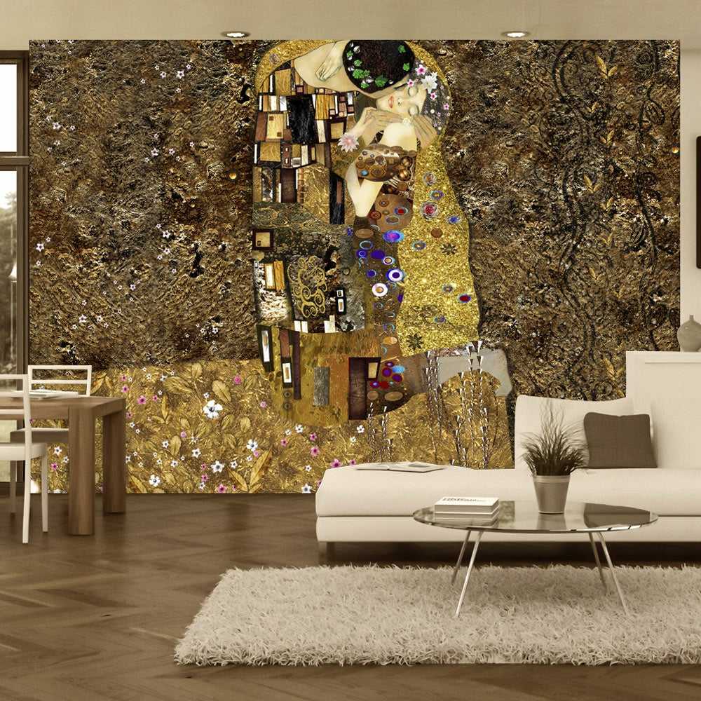Fototapete - Klimt-Inspiration: Goldener Kuss 