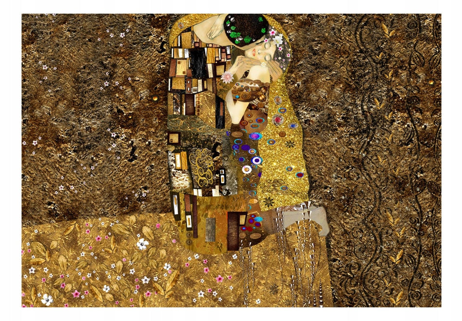 Fototapete - Klimt-Inspiration: Goldener Kuss 