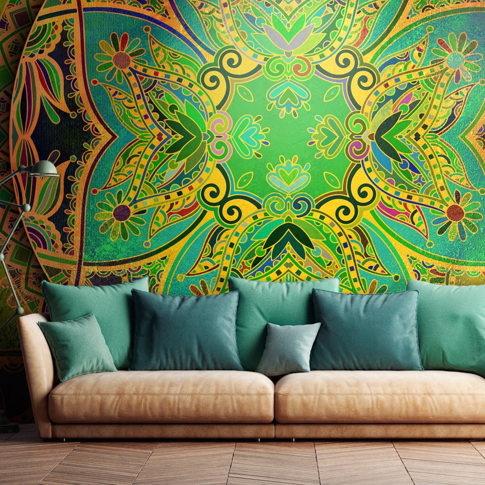 Fototapeten - Mandala: Smaragd-Fantasie 