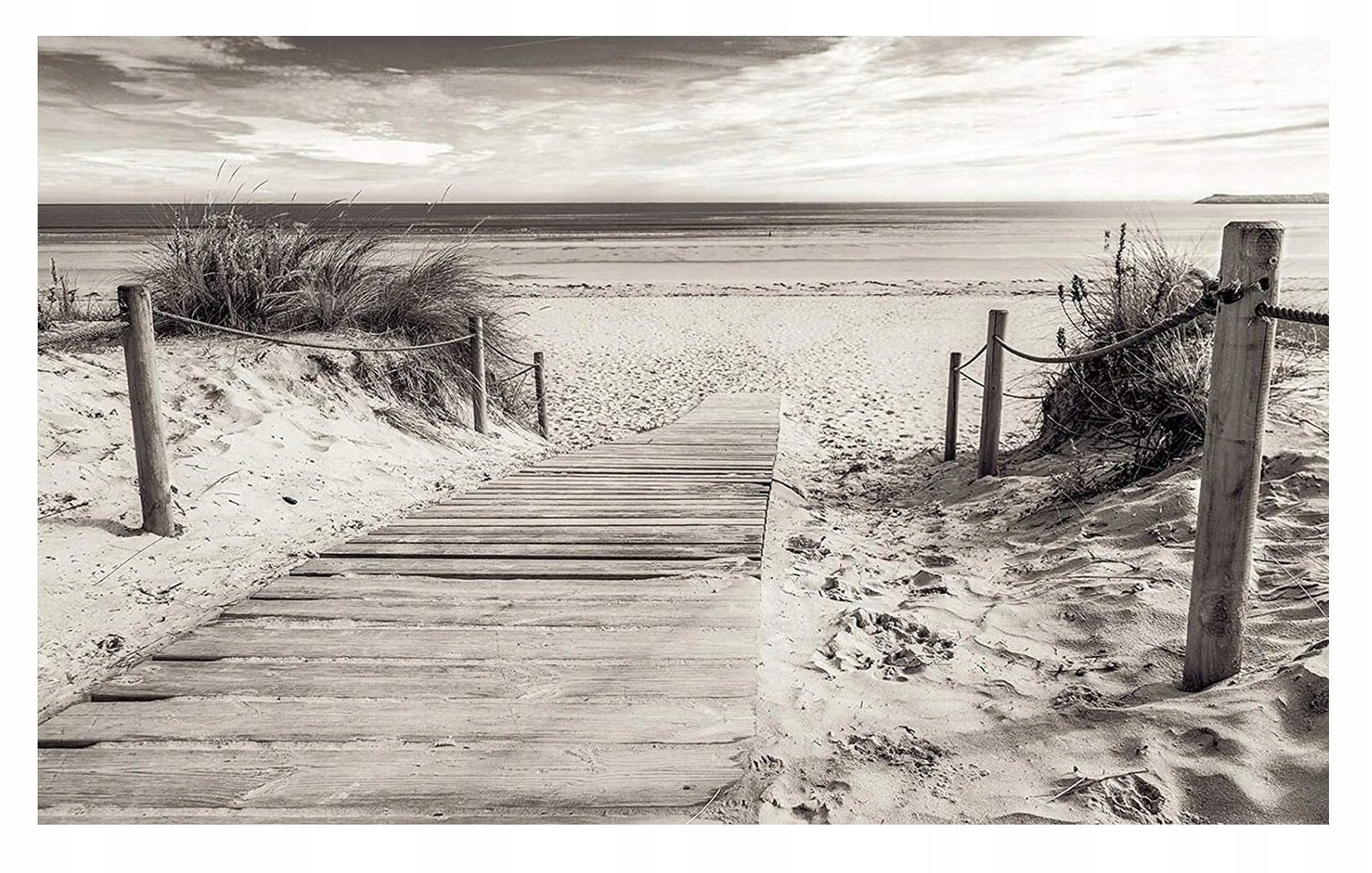 Fototapete Strandweg schwarz-weiß 312x219 