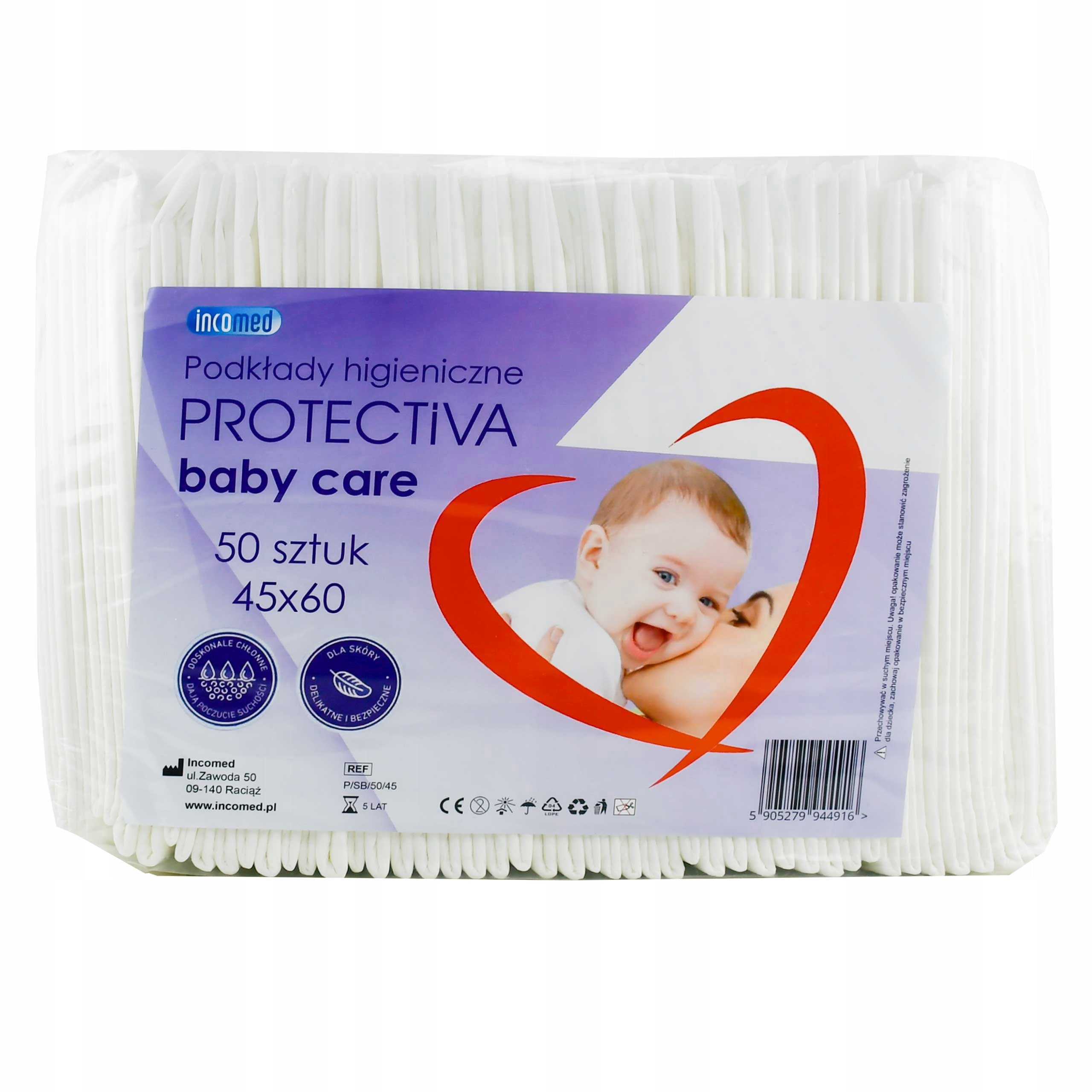 Foundations Mats 45x60 cm Hygienic Baby Care Incomed Absorbent White 50 pcs. Packaging status original