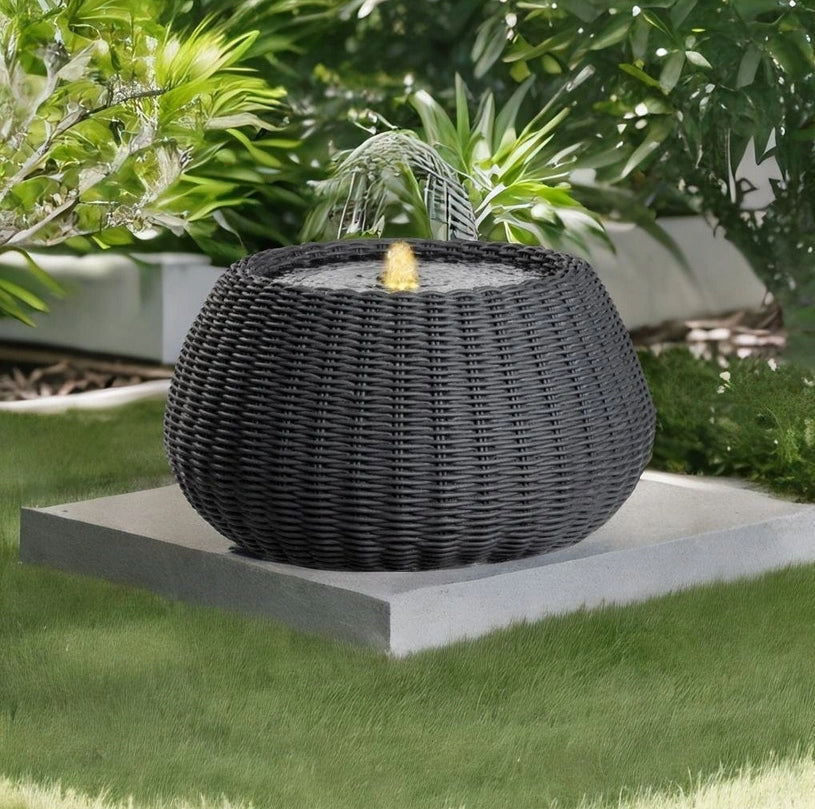Fountain Round Glowing Led Grey Modern Waterfall Manufacturer code fontanna kamienna okrągła do ogrodu
