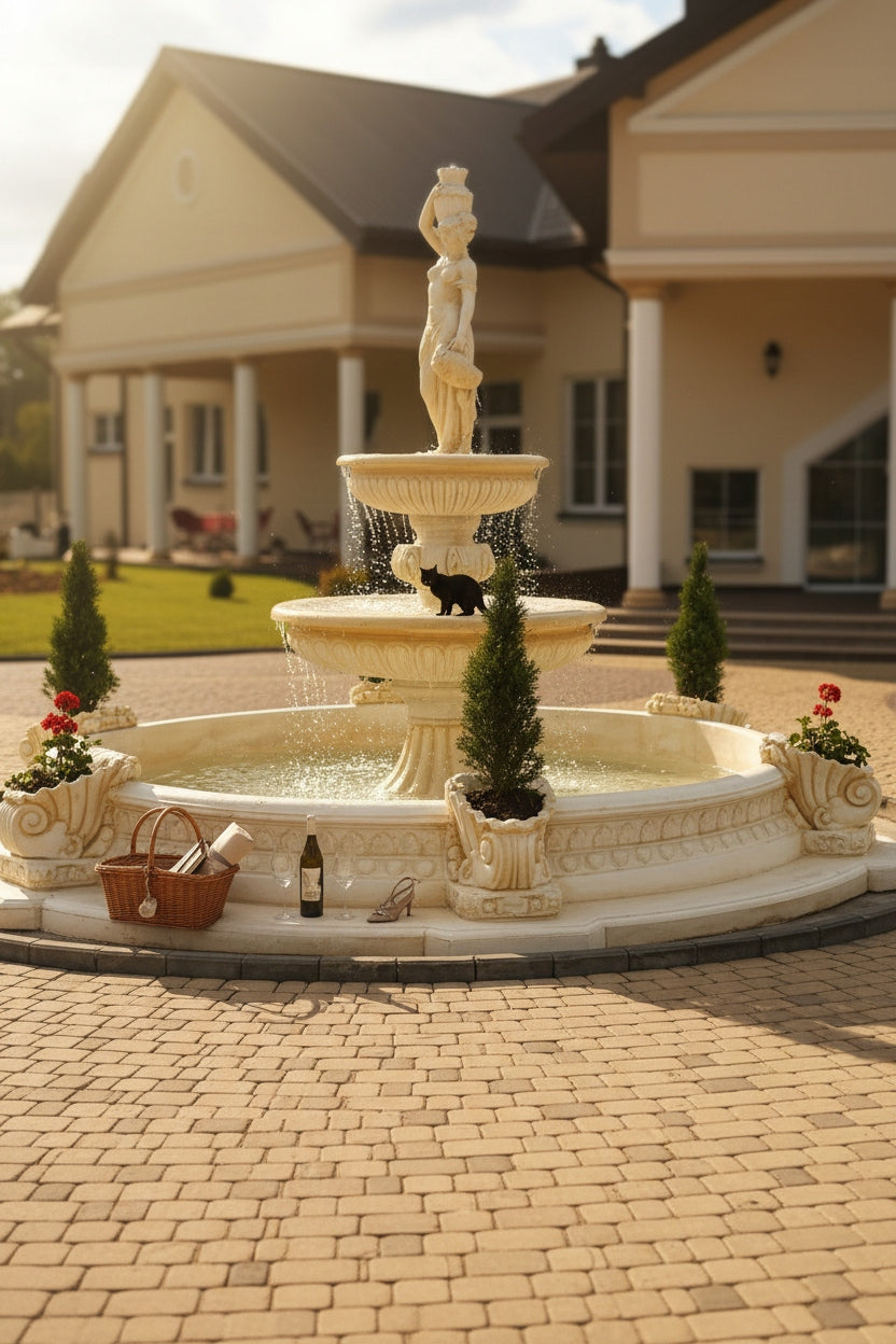 Fountain garden girl with pitchers conglomerate concrete garden figure Manufacturer code 1113