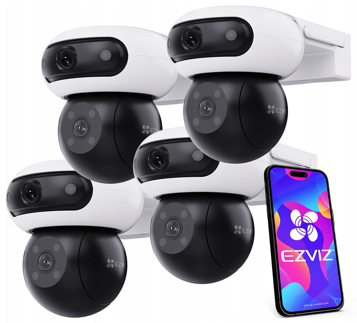 Four Cameras EZVIZ 2K+ C90 Dual Microphone Speaker Autotracking 4Pack