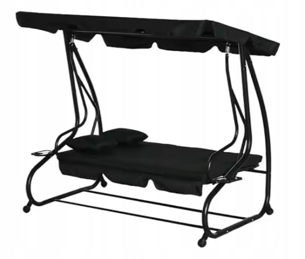 Four Seater Swing Garden Rocking Canopy Freestanding Black Kind freestanding