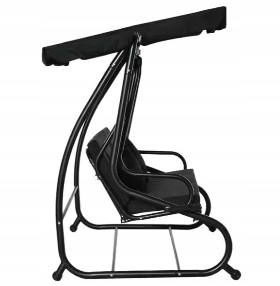 Four Seater Swing Garden Rocking Canopy Freestanding Black Manufacturer Lean