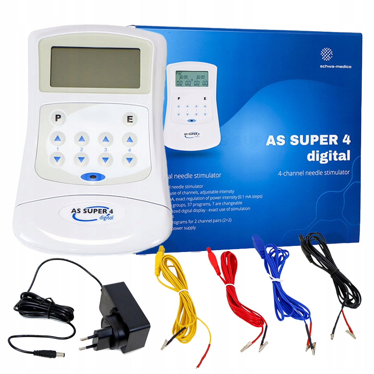 Four-channel portable needle electrostimulator AS SUPER 4 DIGITAL