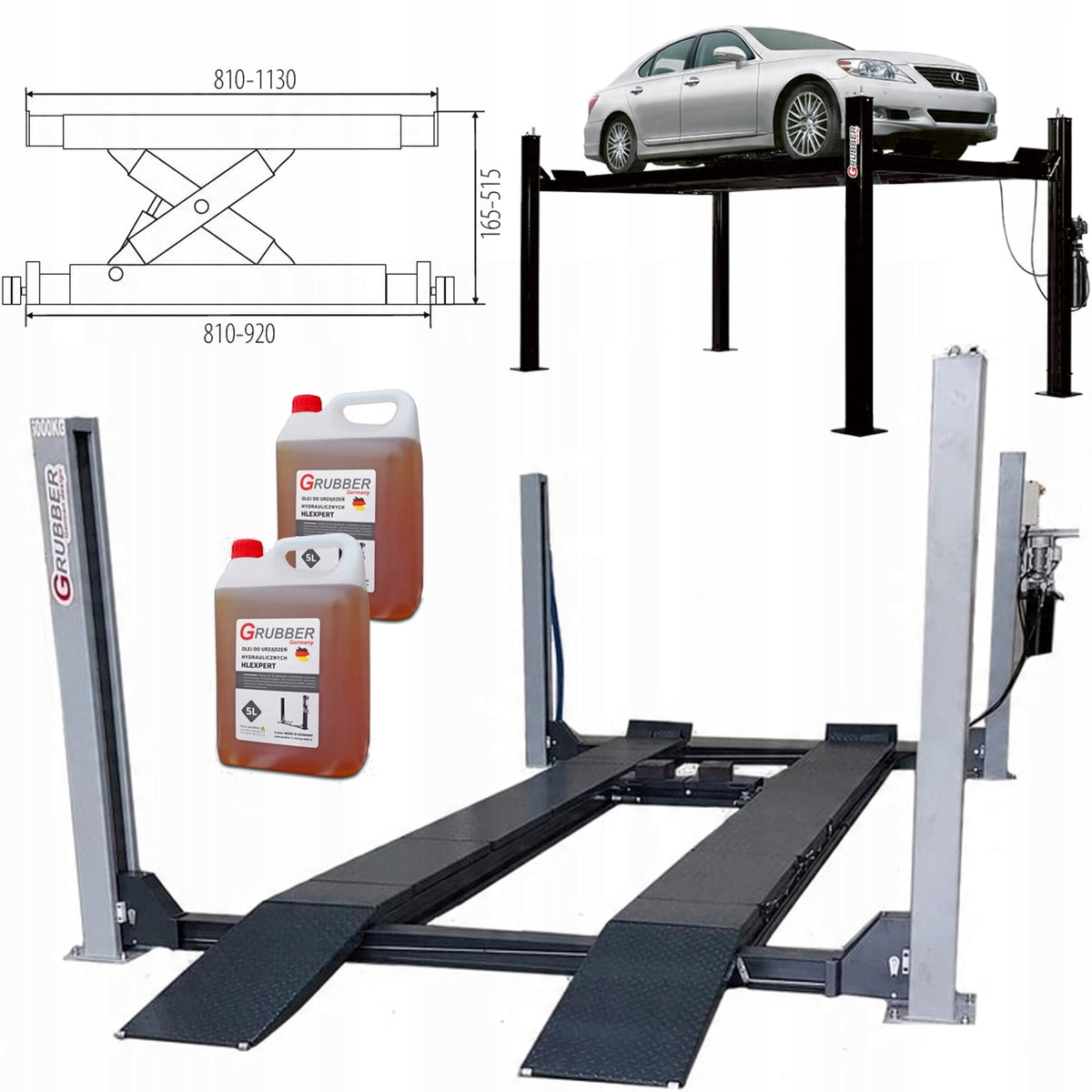 Four-column LIFT 5T SPECIALIZED for geometry GRUBBER LEVER