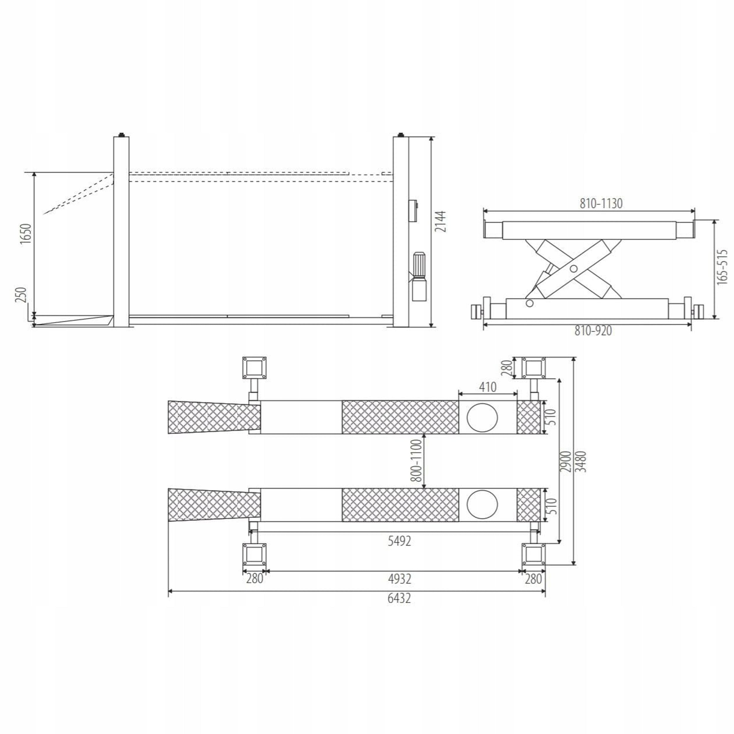 Four-column car lift for 5T geometry + axle lift Brand Euro Trade