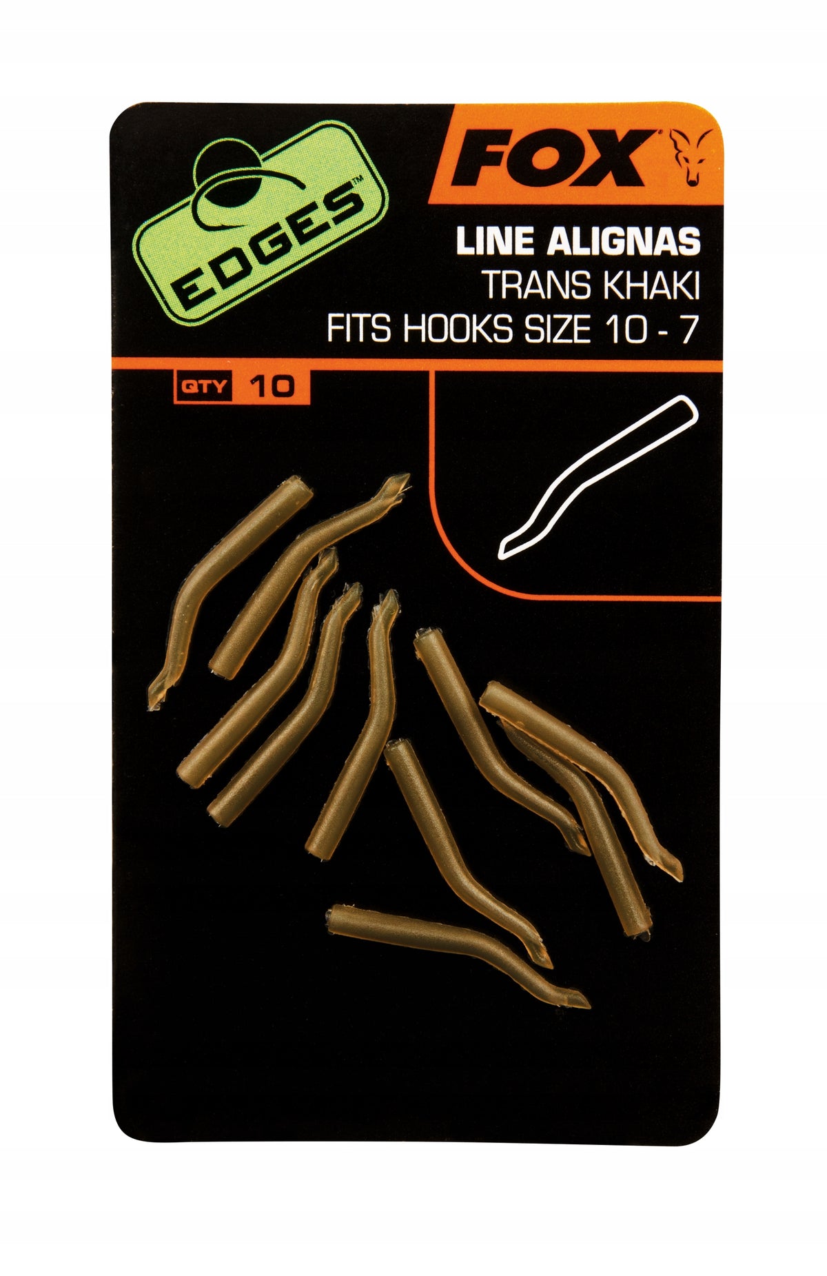 Fox Edges Line Aligners Trans Khaki Fits Hooks Size 10-7 10pcs/pack
