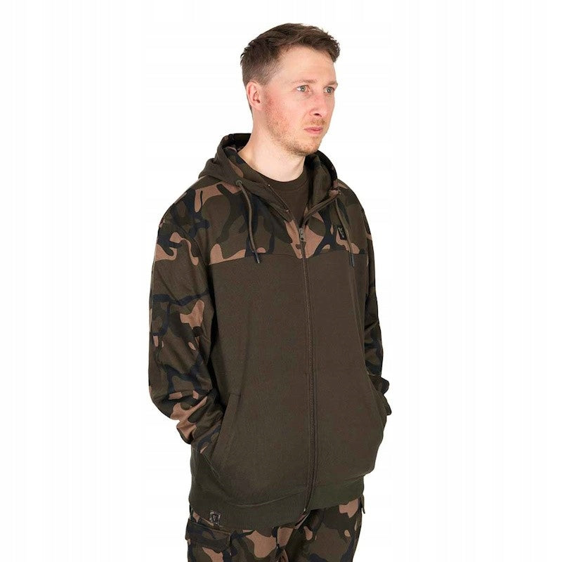 Fox LW Khaki/Camo Split Zip Hoody XXL Hooded Fishing Sweatshirt Size XXL