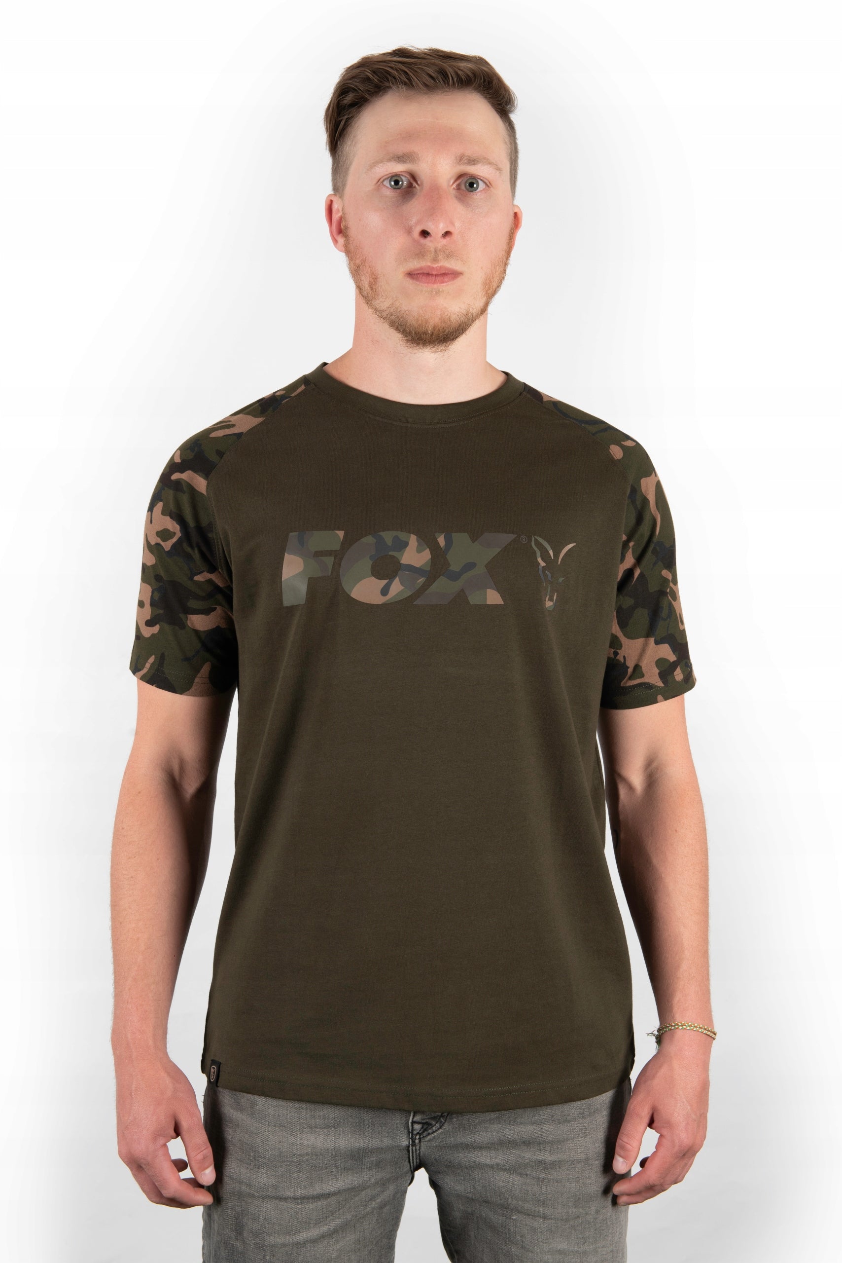 Fox Print Reglan Khaki/Camo S CFX013 Tshirt Color green