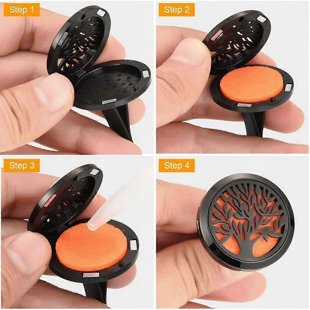 Fragrance diffuser for car air supply clip stainless steel 30 mm black Kind to the air vent