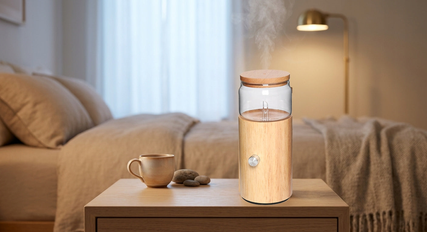 Fragrance diffuser for essential oils aromatherapy glass wood Prezen Model bezwodny