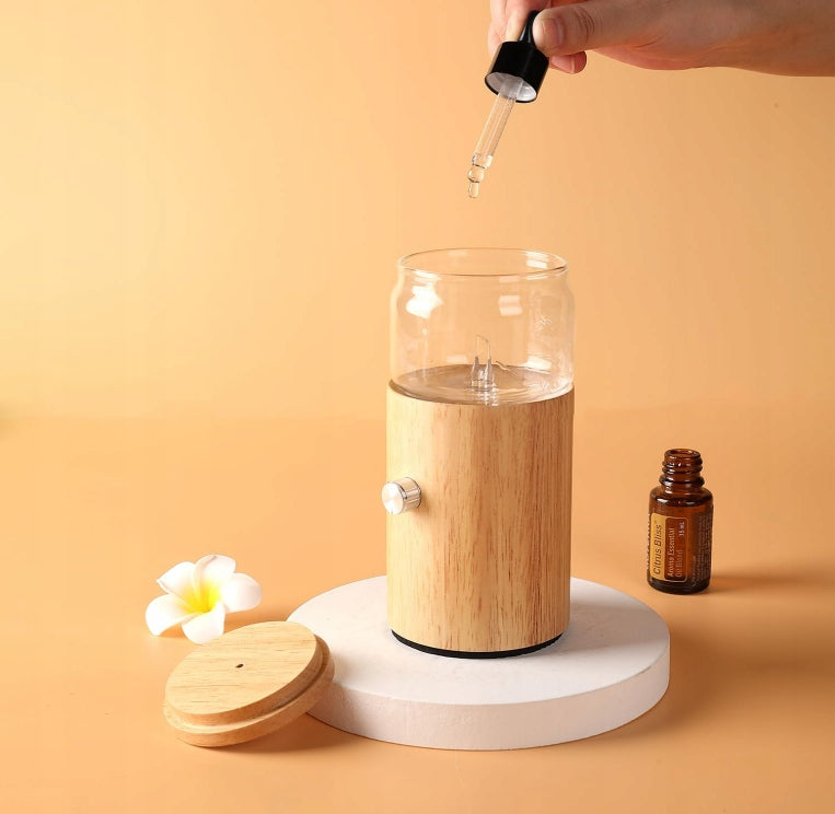 Fragrance diffuser for essential oils aromatherapy glass wood Prezen Type aromatizer