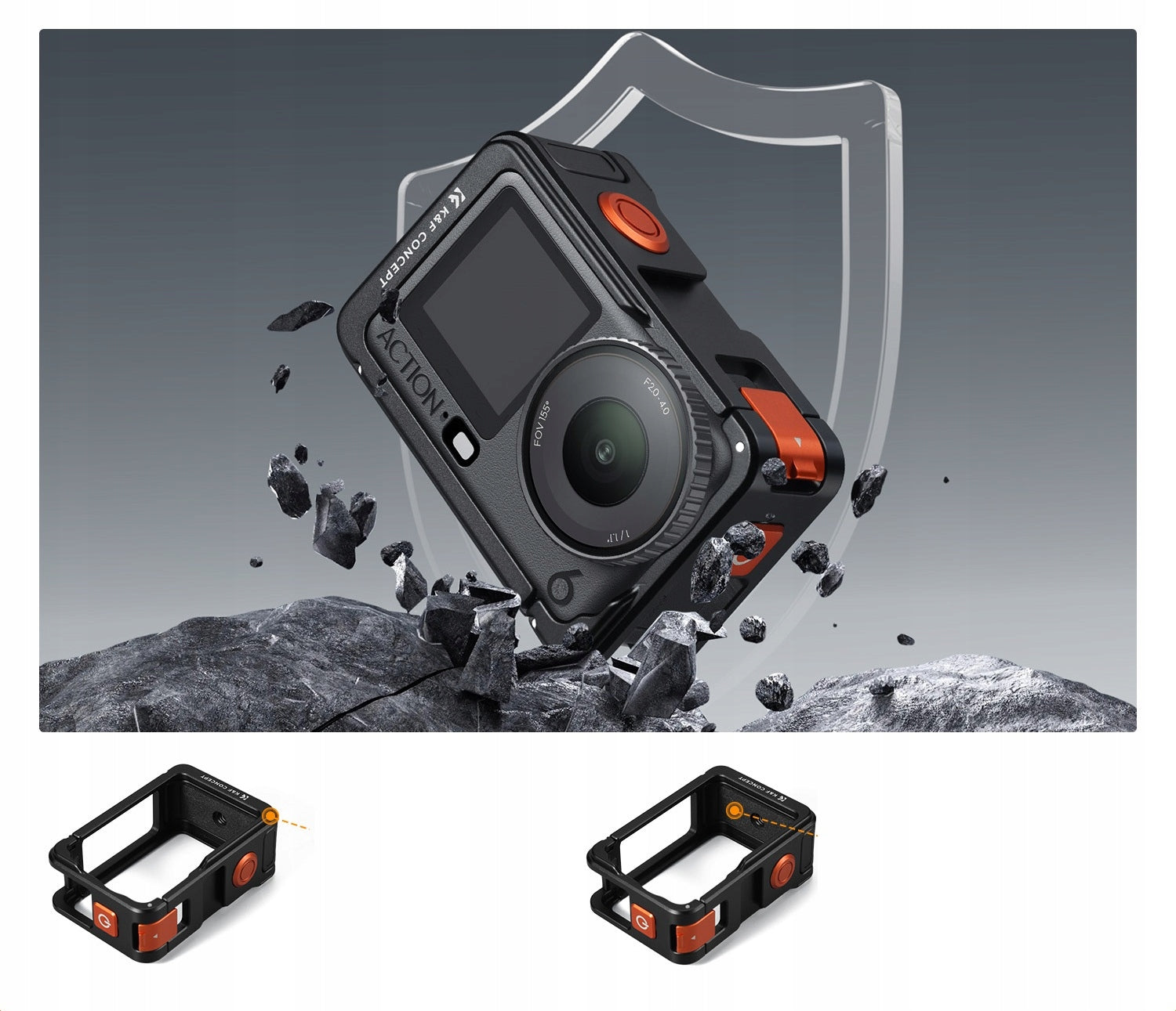 Frame Mount Camera Cage for DJI Osmo Action 6 / Metal Brand K+F