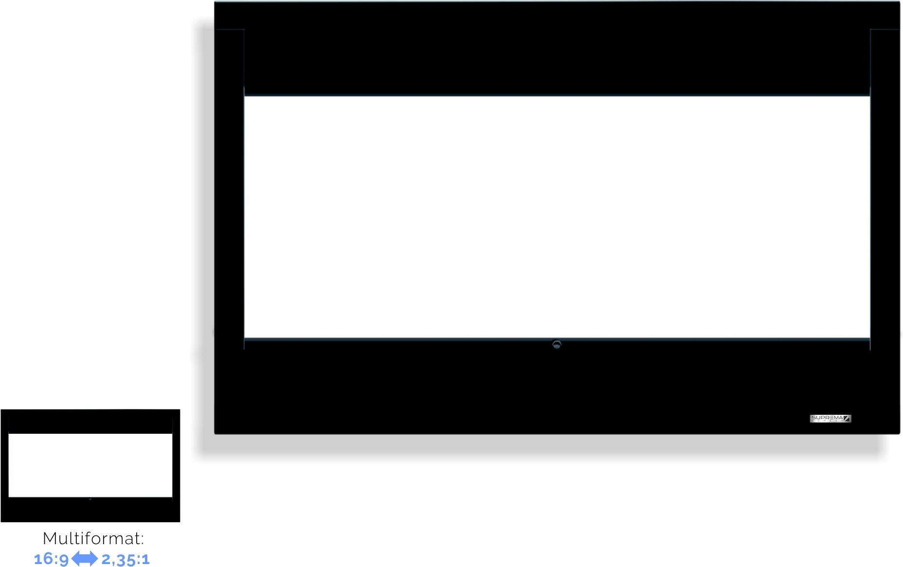 Frame Screen Suprema Taurus Multiformat 265x149 cm 16:9 Matt Grey HD Movie Packaging status original