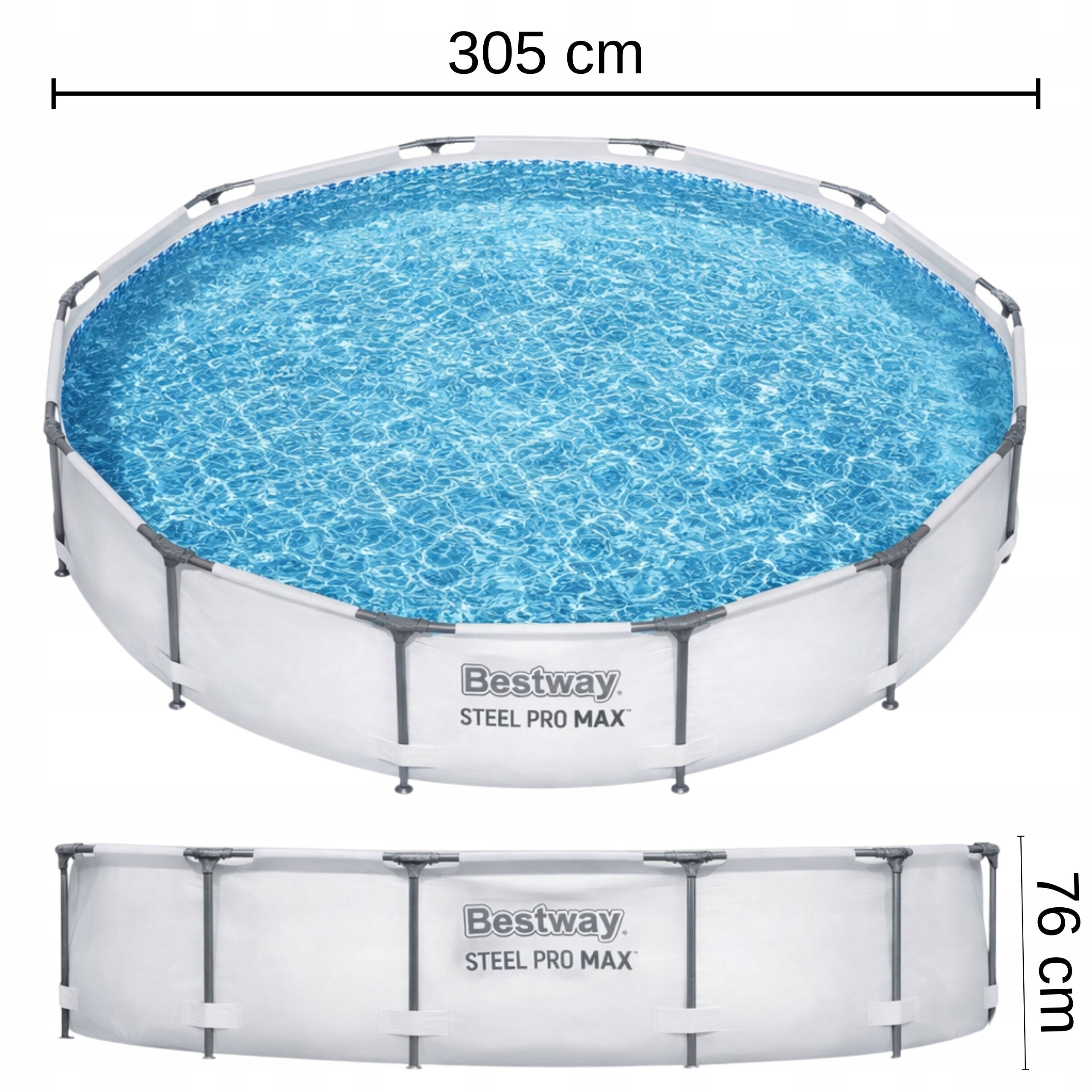 Frame pool Bestway Steel Pro MAX 305x76cm 17in1 pump, filters, hoses Brand Bestway