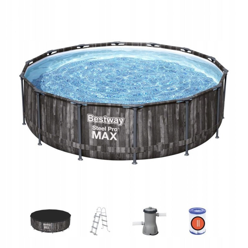 Frame pool Steel Pro MAX 427x107 Imitation Wood 14FT BESTWAY 5in1 +