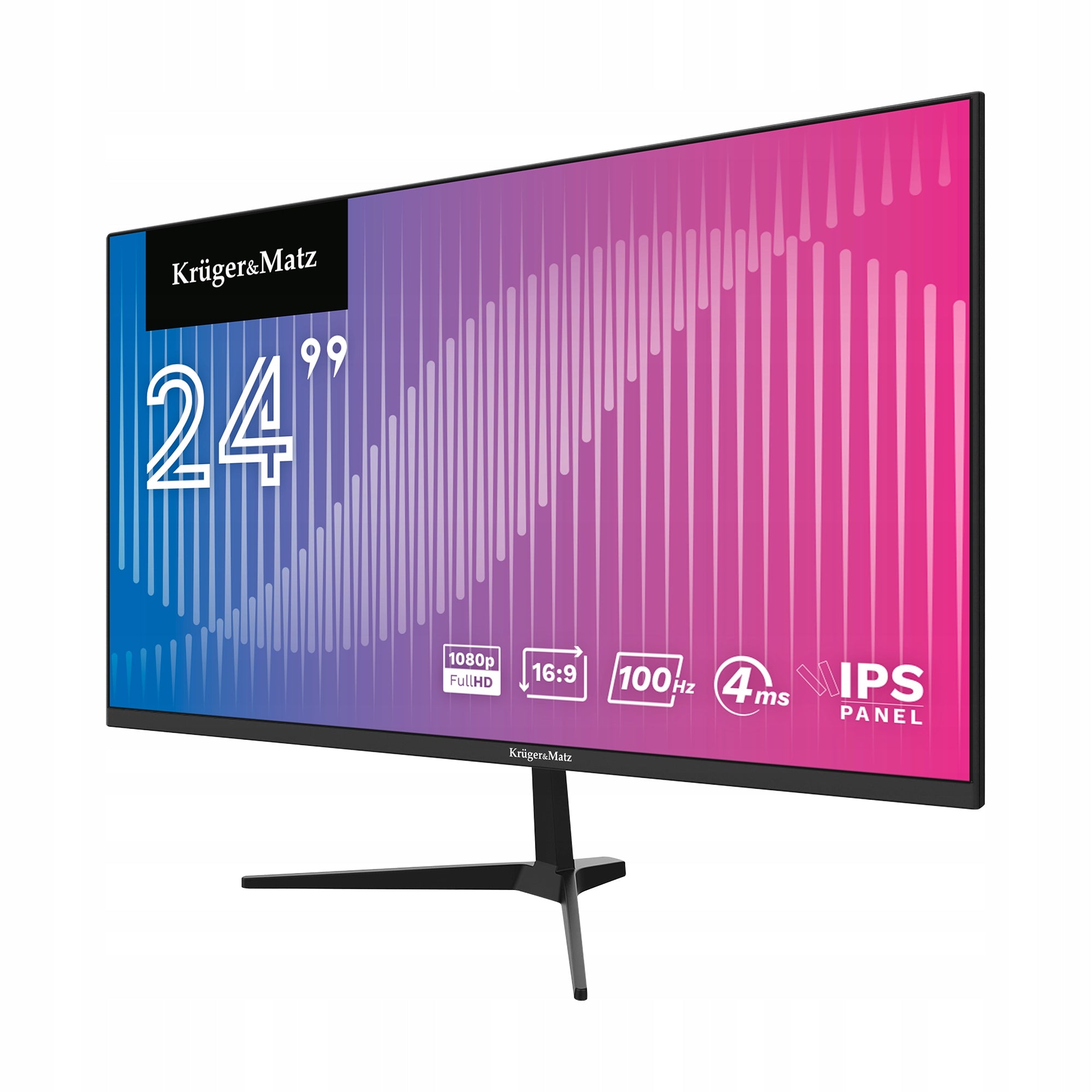Frameless LED Monitor Kruger&Matz 24" FullHD 100Hz IPS HDMI Speakers Packaging status original
