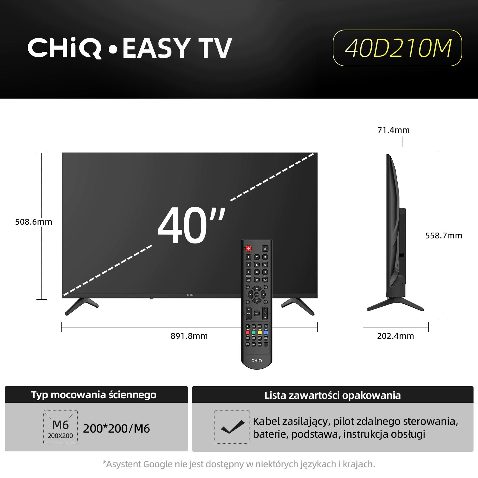 Frameless TV CHiQ LED TV 40 inches FHD 60HZ Dolby Audio Easy Series Packaging status original