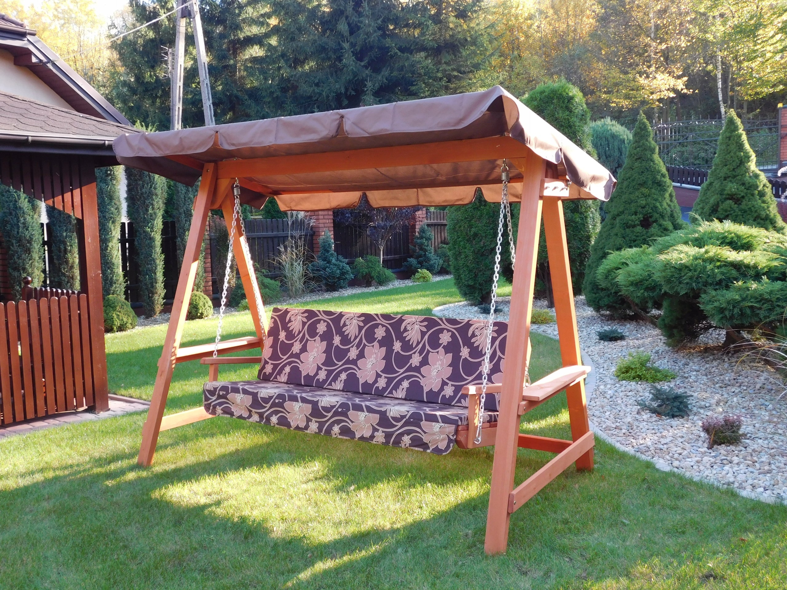 Freestanding 4-Person Garden Swing with Adjustable Canopy Packaging status original