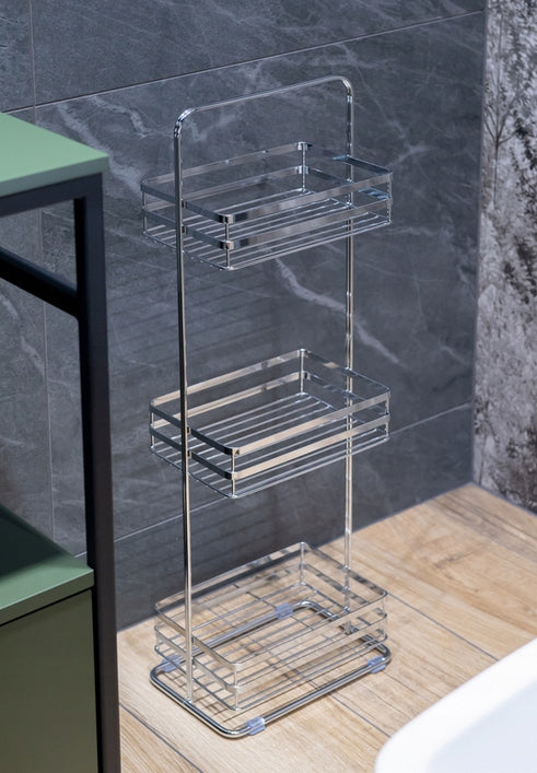 Freestanding Bathroom Shelving Unit Chrome Steel Stable 3 Levels AWD02041855 EAN (GTIN) 5905668552074