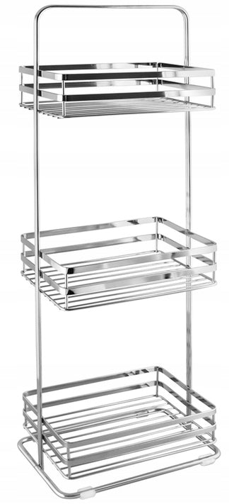Freestanding Bathroom Shelving Unit Chrome Steel Stable 3 Levels AWD02041855