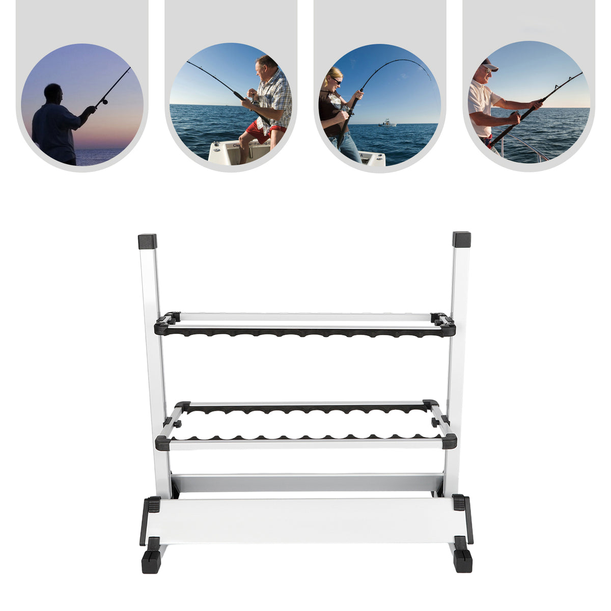 Freestanding Fishing Rod Rack, 24-Rod Fishing Pole Display Stand Manufacturer code 769892887754