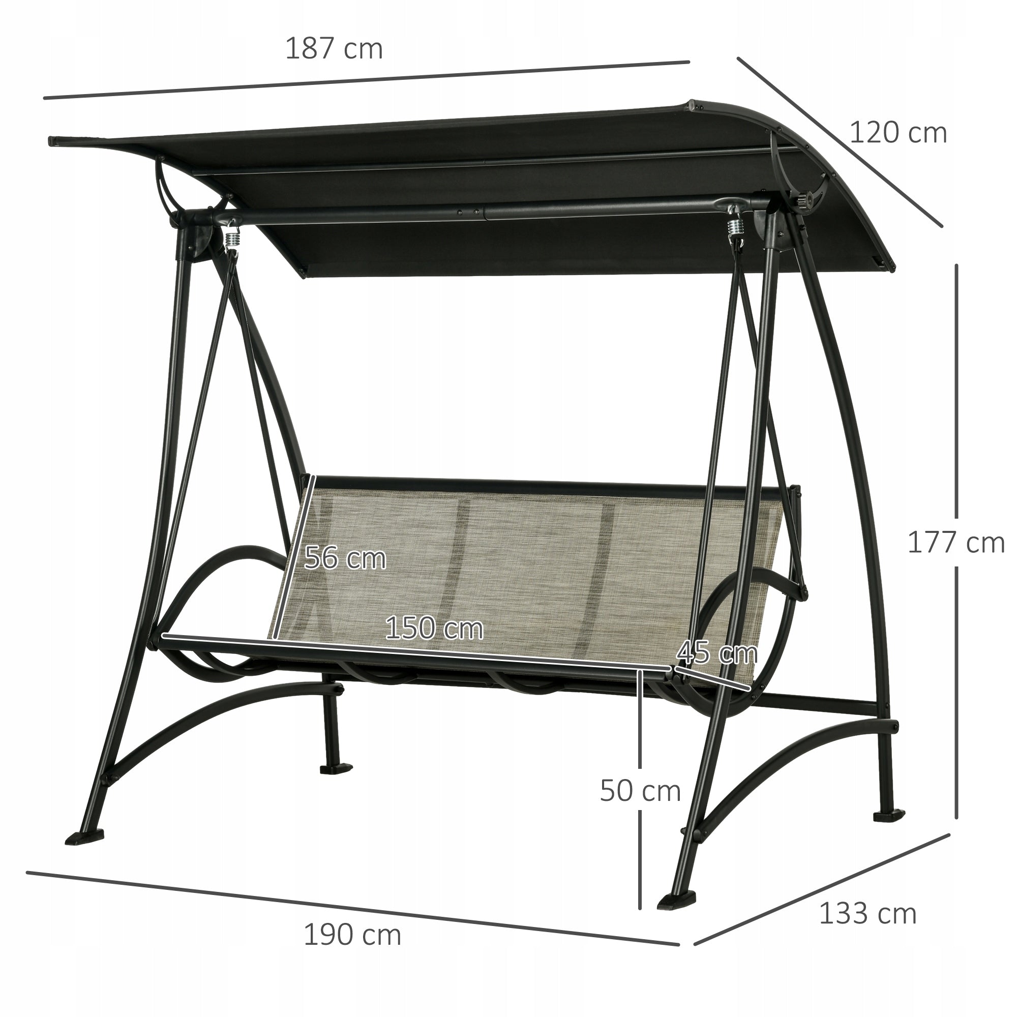 Freestanding Garden Swing Outsunny 150 x 45cm 84A-303V00BK Kind freestanding