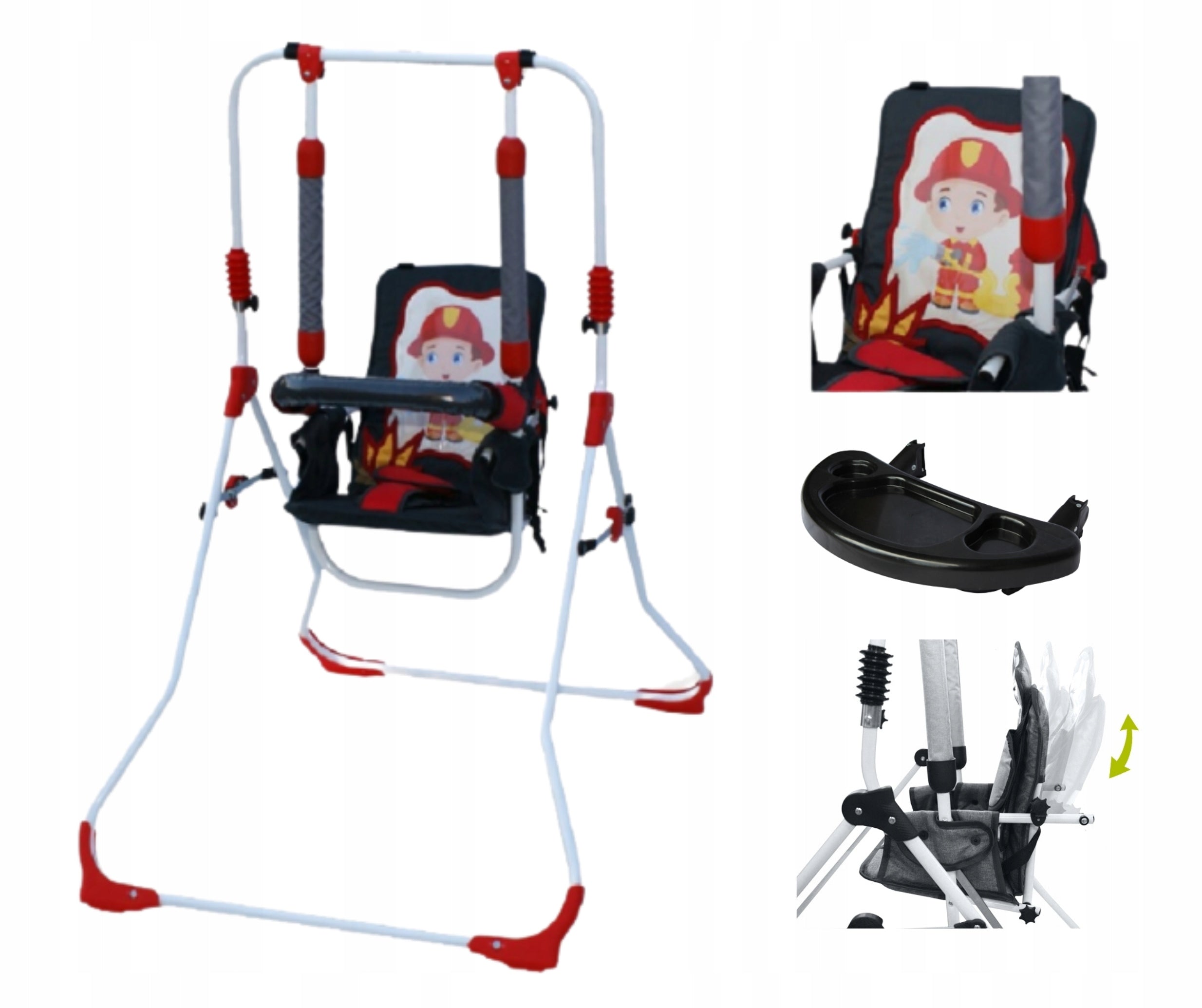 Freestanding folding swing 3in1 for child+chair+rocker tray PL