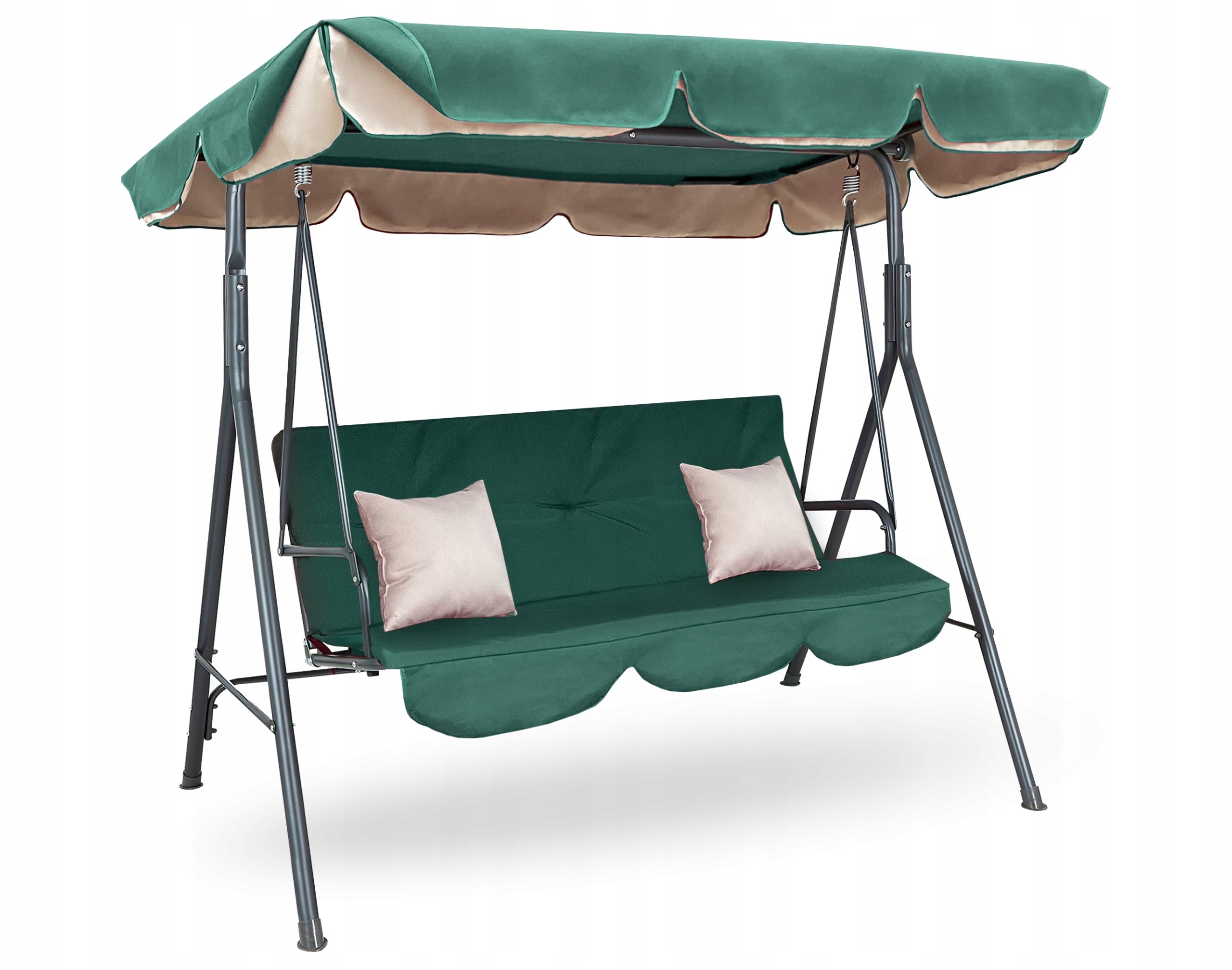 Freestanding garden swing MAJKA dark green comfortable solid