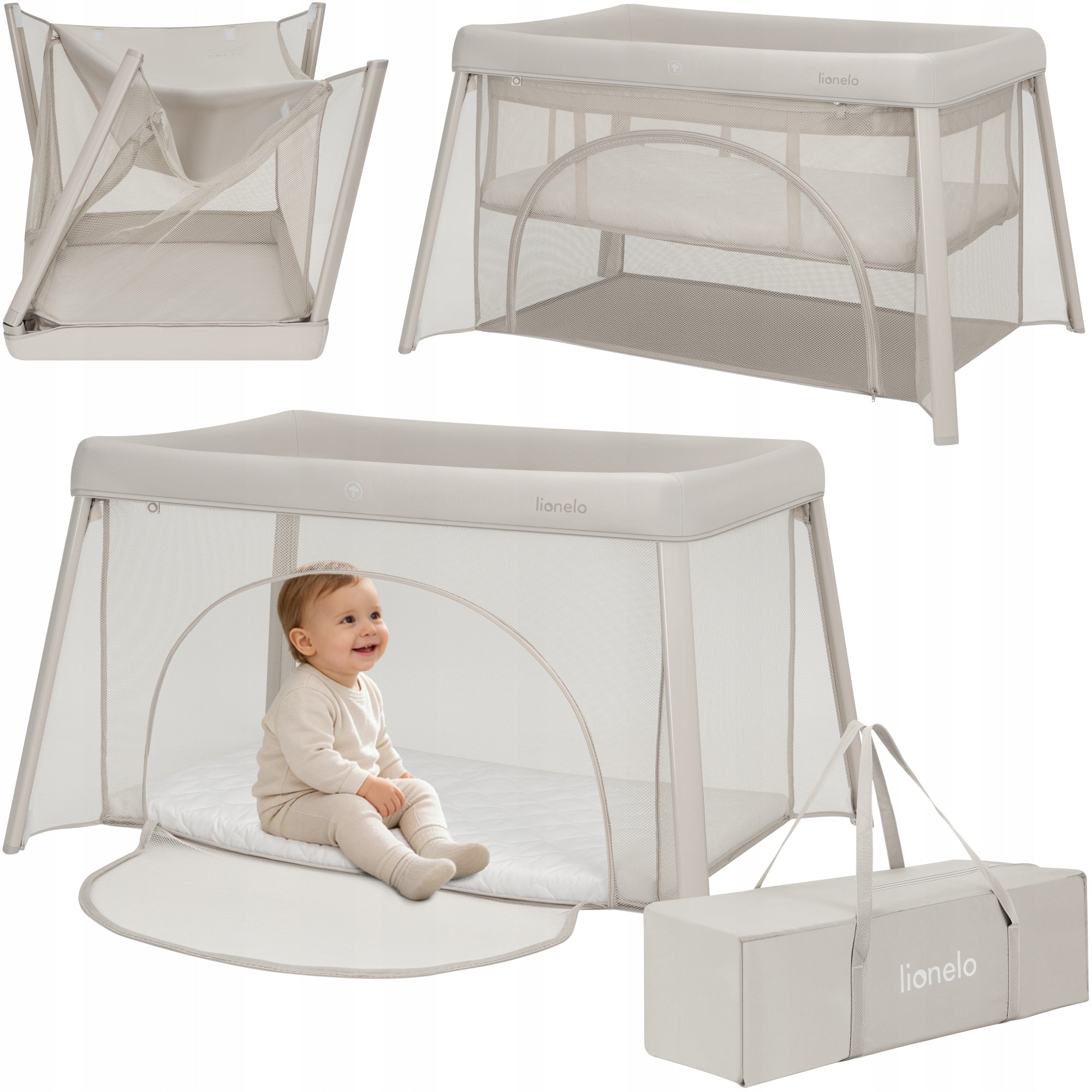 Freestanding travel cot 2in1 light folding Lionelo Mila