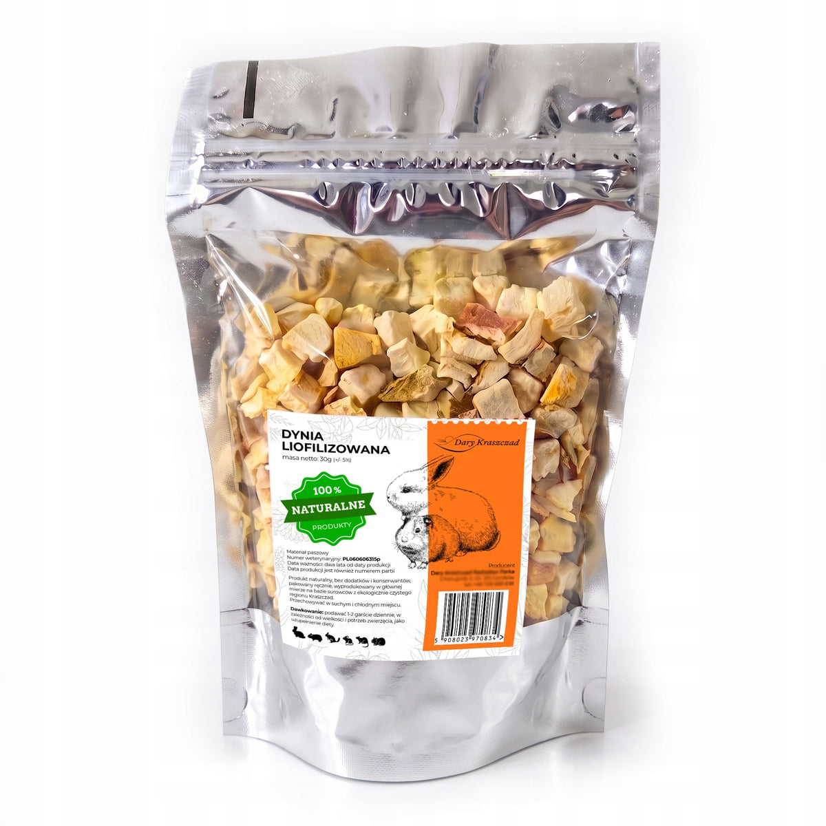 Freeze-Dried Pumpkin for Rabbits and Rodents Natural Treat - 30 g Packaging status original