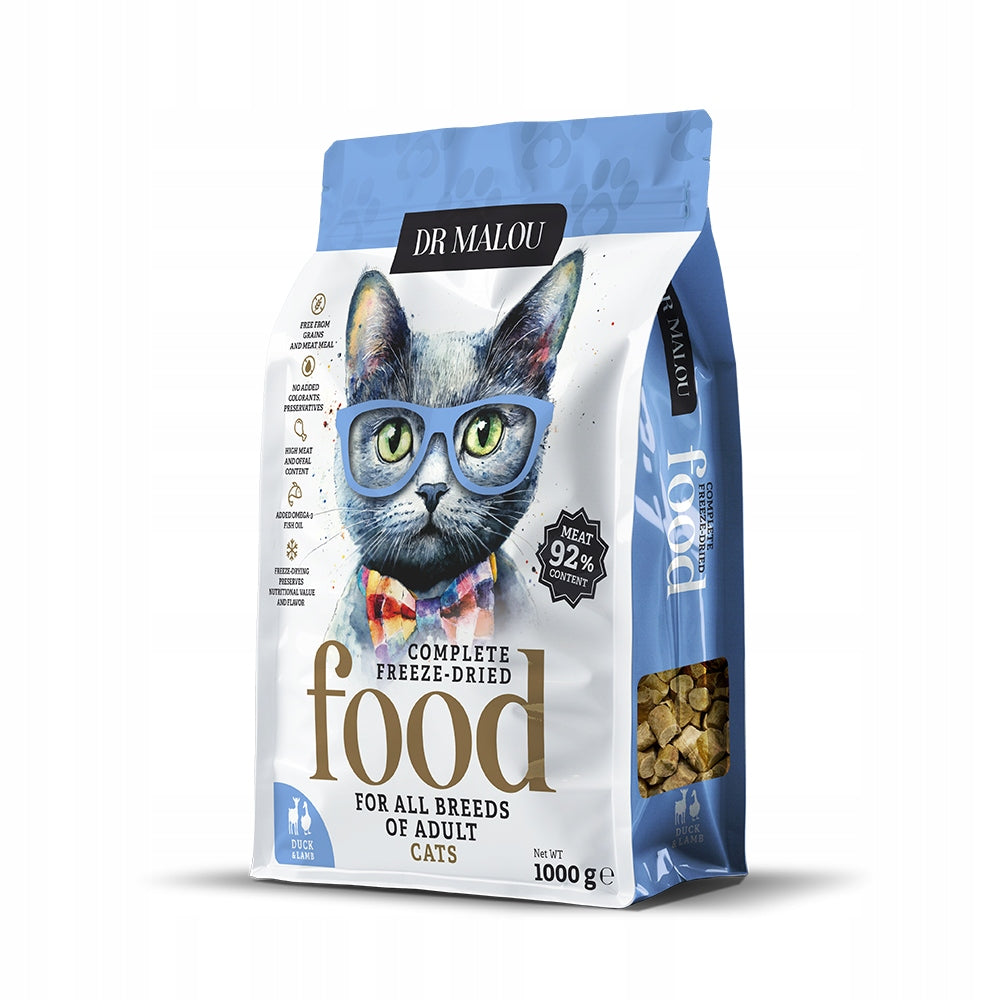 Freeze-dried dry cat food - Duck with lamb 92% meat