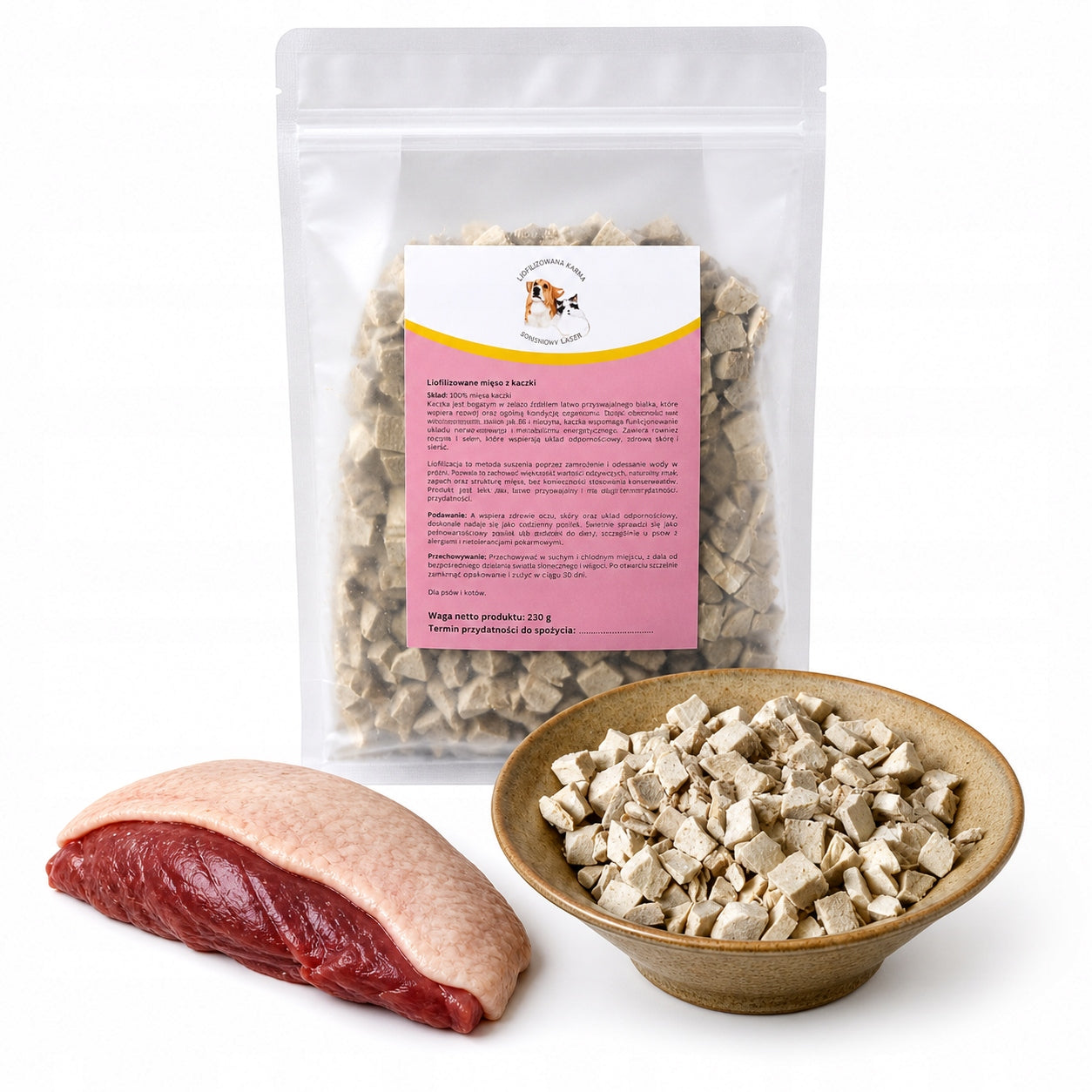 Freeze-dried duck 250 g - Somisiowy Lasek - a treat for cats and dogs
