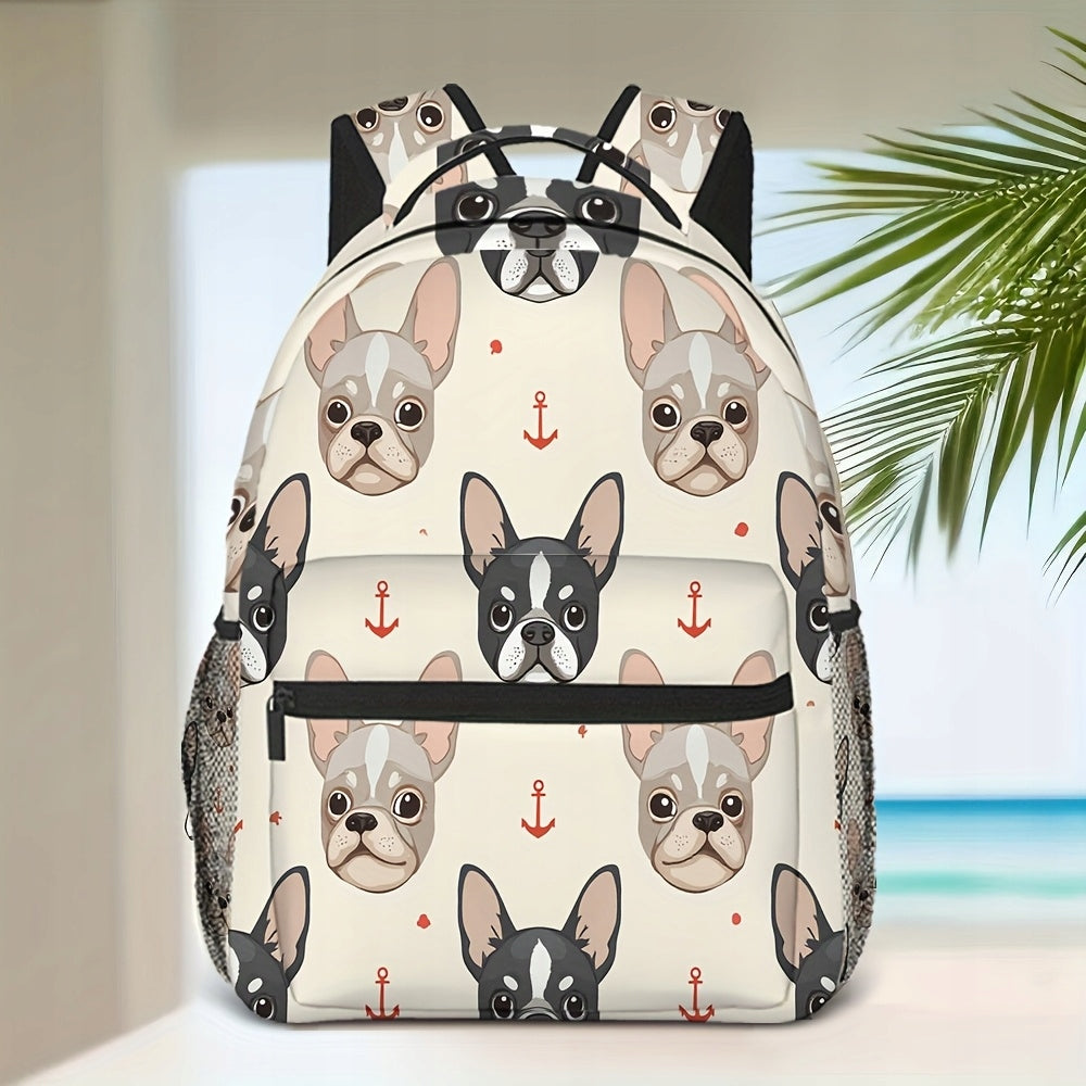 French Bulldog Print School Work Travel Backpack