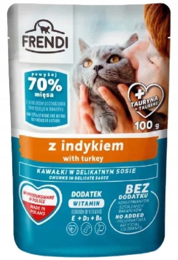 Frendi wet cat food turkey in sauce 70% meat 100g sachet Manufacturer code 4779051420131