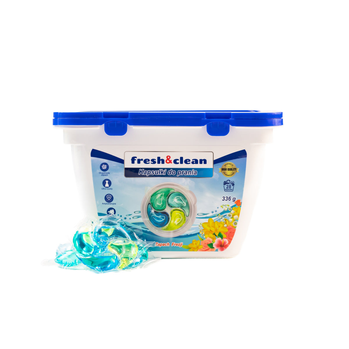 Fresh & Clean Laundry Pods Freesia 4-in-1 2x28 56 pcs + FREEBIE FOR 1 ZŁ Packaging status original