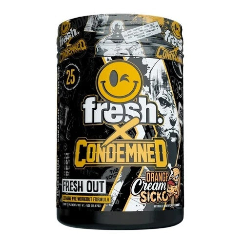 FreshxCondemned FRESH OUT 450g pre-workout high stim pump focus
