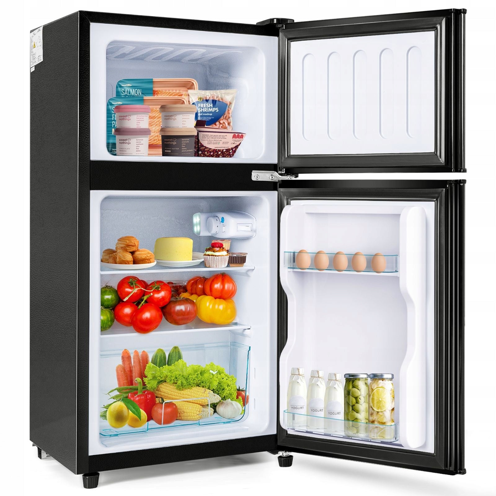 Fridge with freezer 86.8x45.5 cm two-door black