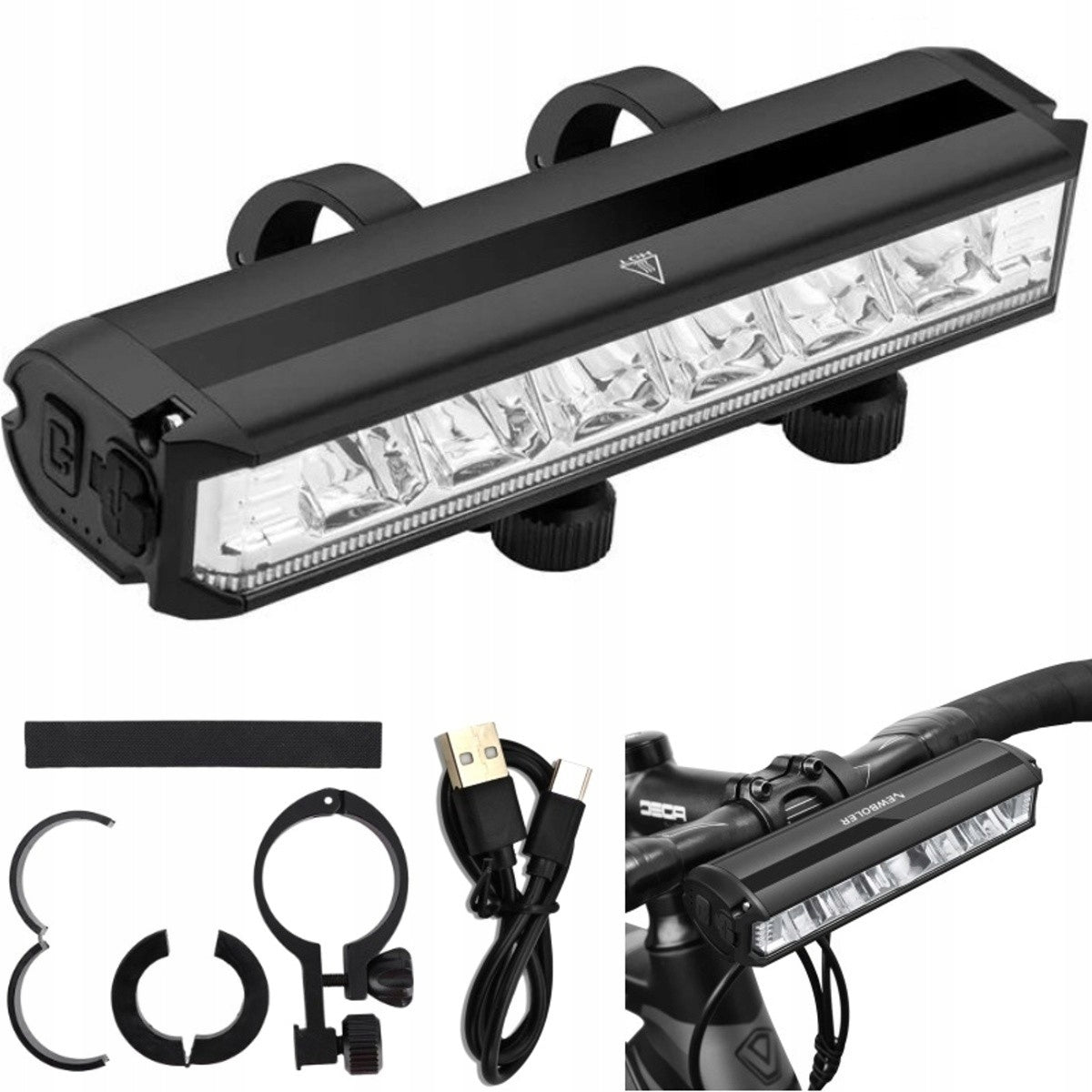 Front Bike Lamp, Powerful Light - 4 Modes, Cree, USB-C