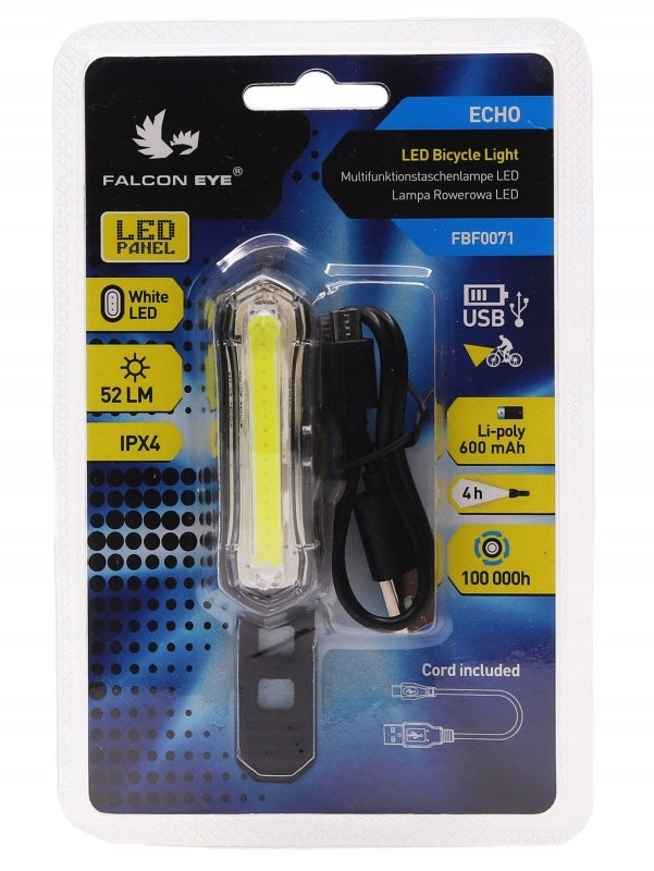 Front Bike Light Falcon Eye Echo 52LM 600mAh IPX4 USB Small and Powerful Manufacturer code FBF0071
