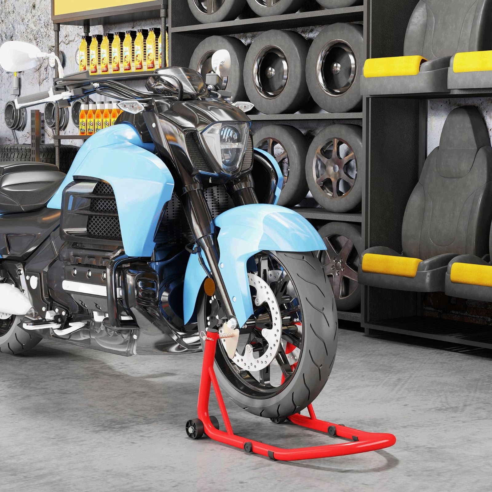 Front/Rear Motorcycle Rack Set, Up to 544 kg, Steel, Red Manufacturer code 26033335001