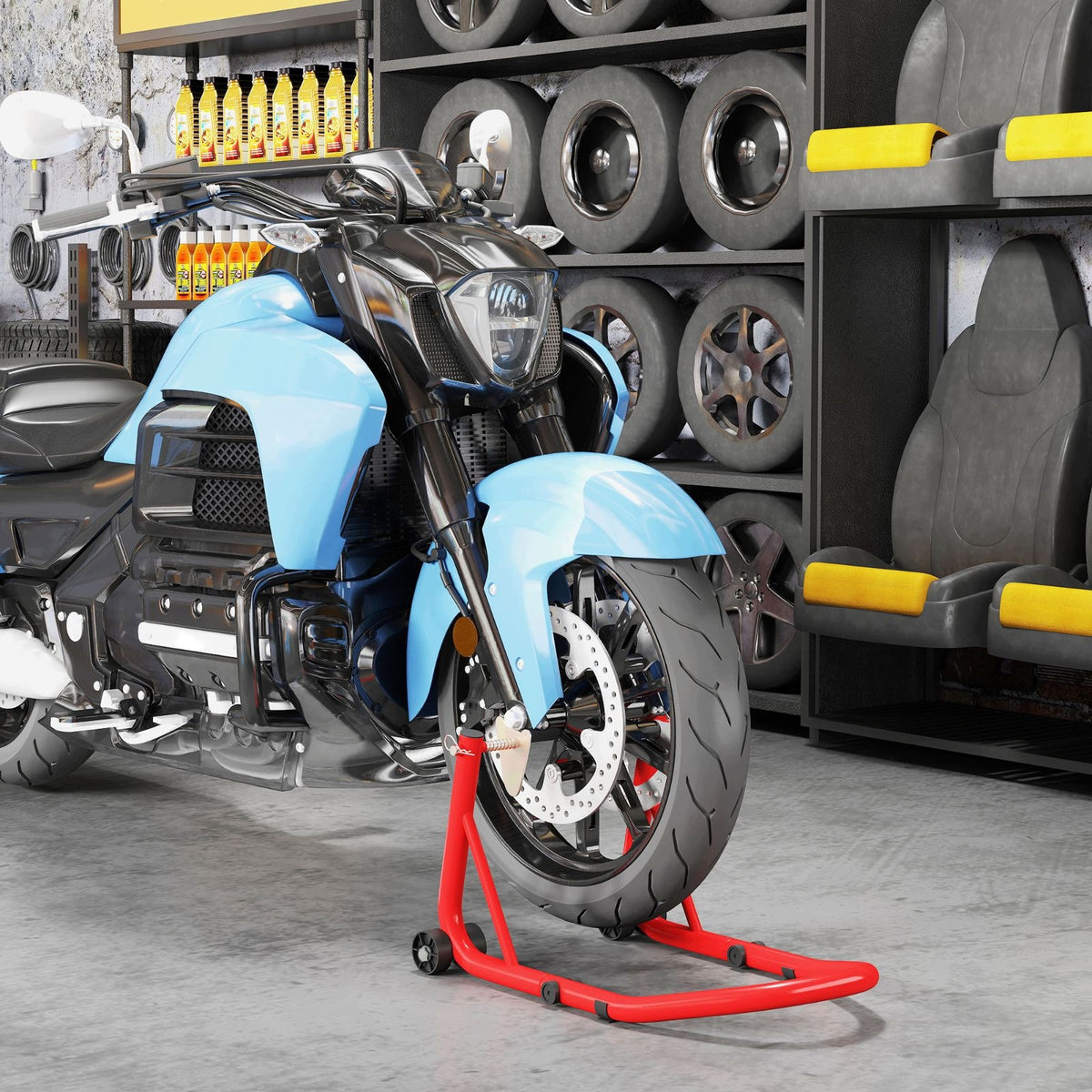 Front/Rear Motorcycle Rack Set, Up to 544 kg, Steel, Red Manufacturer code 26033335001