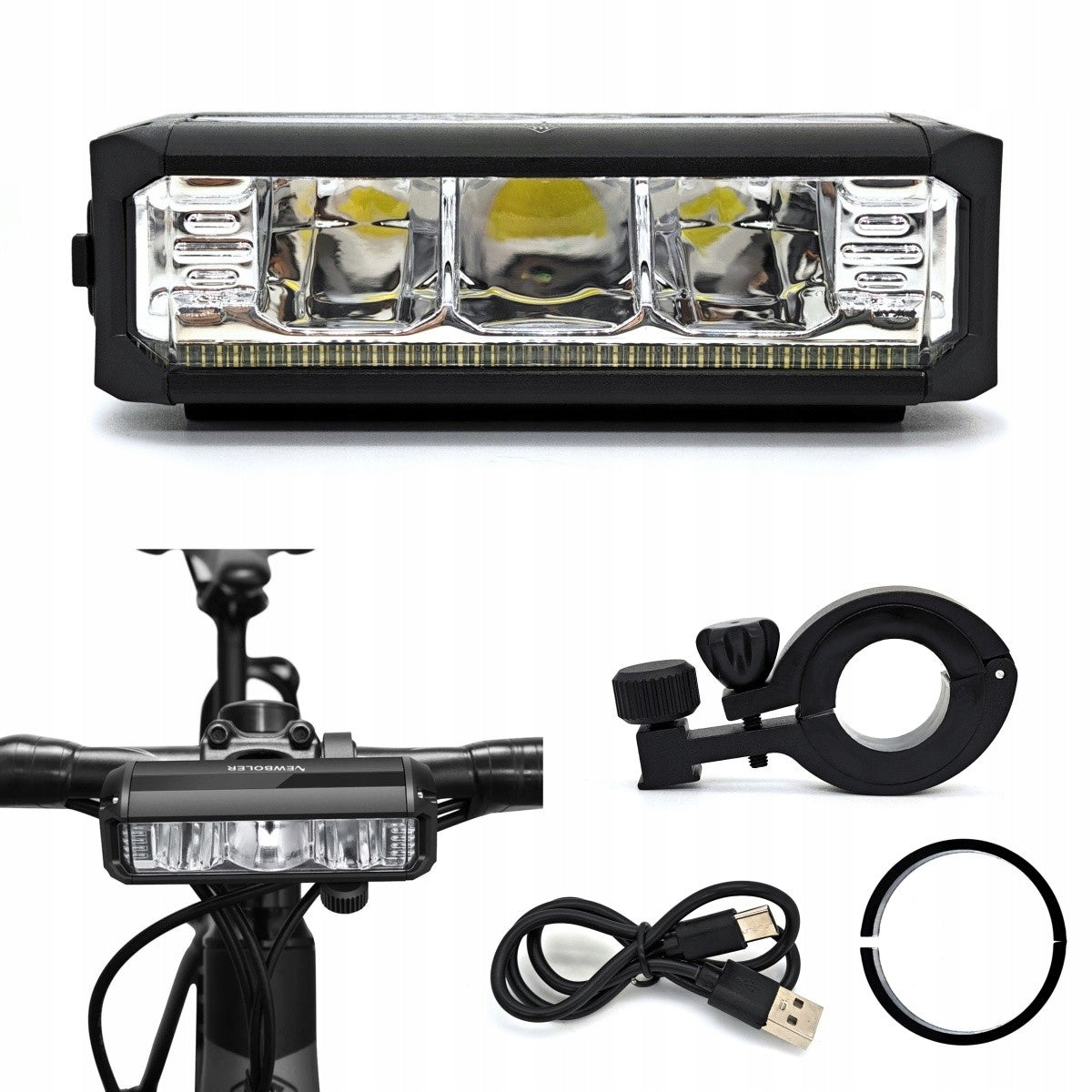Front bike light, 4 modes, USB-C, scooter, bike, etc.