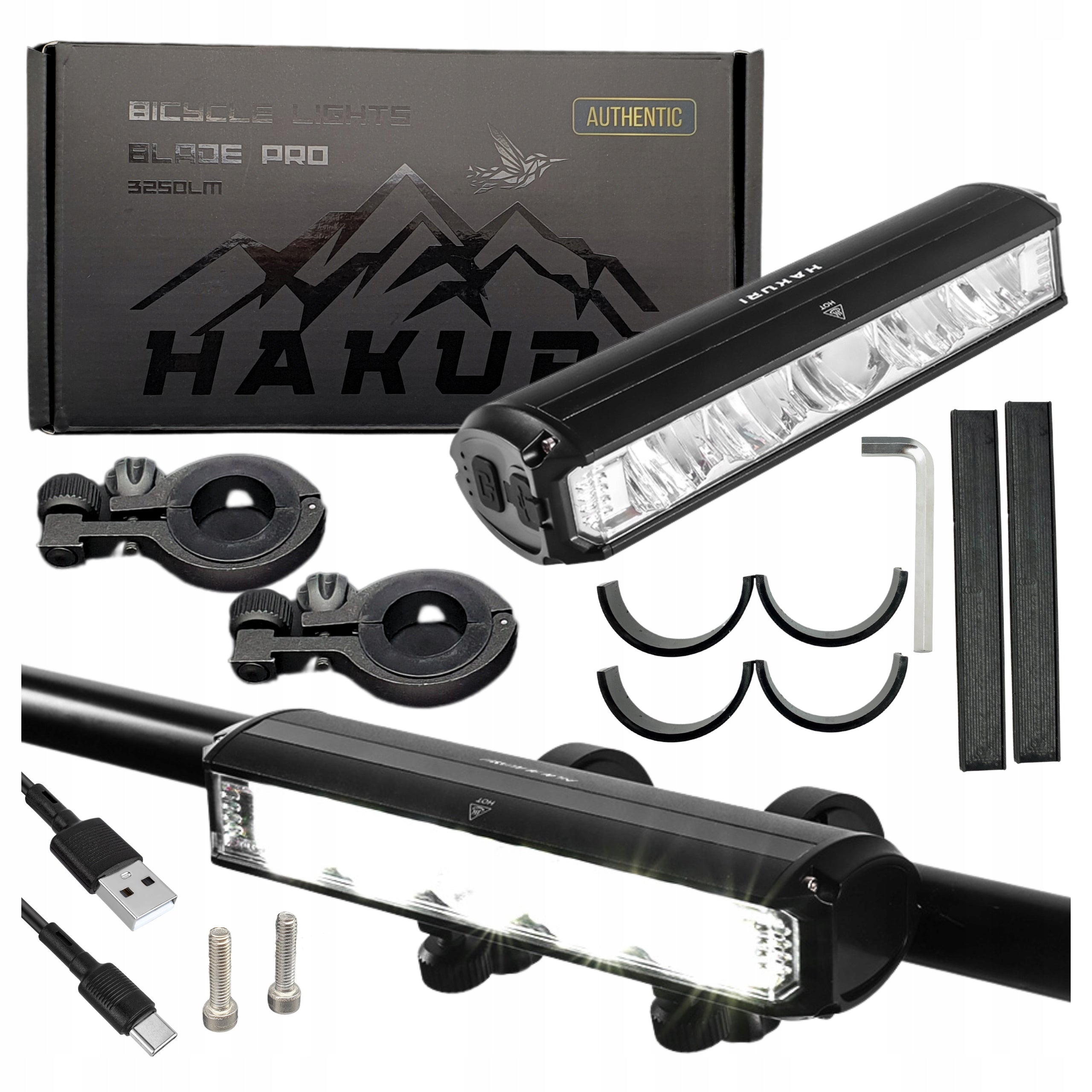 Front bike light POWERFUL PRO 3250 lumens 4 modes HAKURI lighting