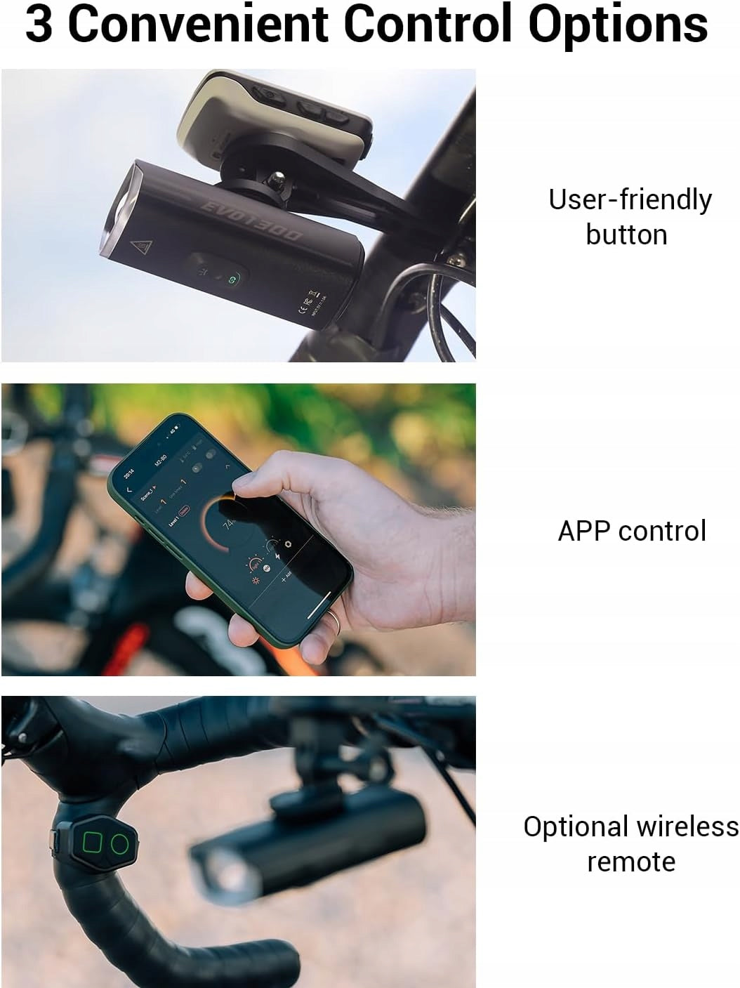 Front lamp MAGICSHINE EVO 1300 , 1300 lumens + remote control + holder Color black